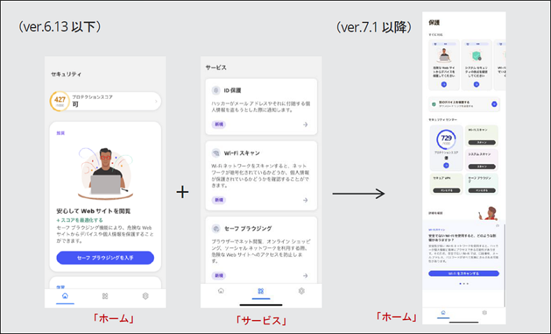 マカフィーマルチアクセスAndroid版・iOS版UI変更